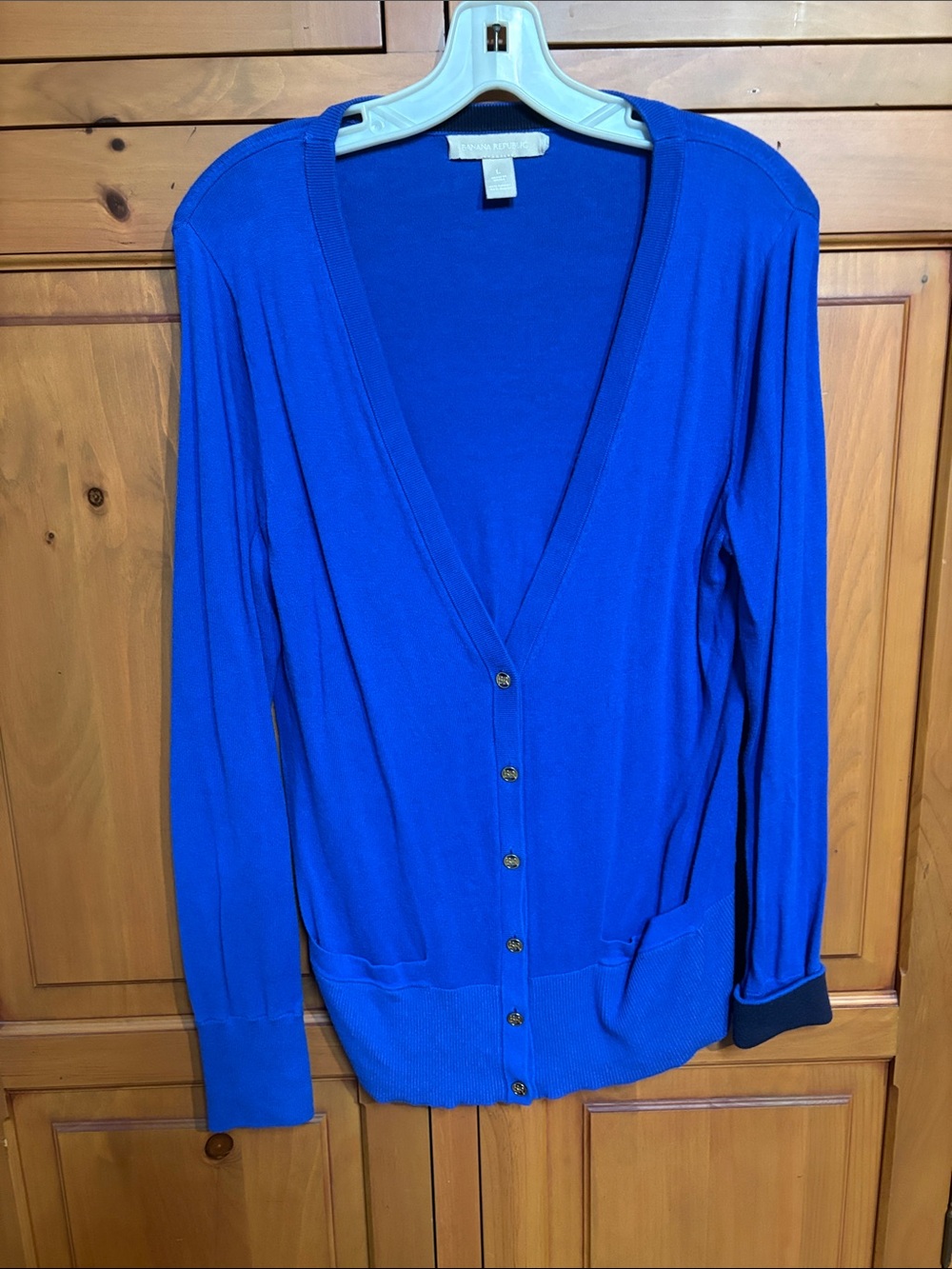 Banana Republic Royal Blue V-Neck Button Cardigan